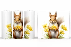 Squirrel Tumbler Sublimation. Squirrel Flowers Tumbler Product Image 2