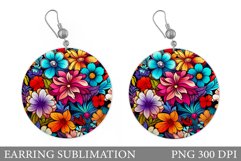 Flowers Earring Sublimation. Flowers Round Earring Product Image 1