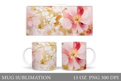 Flowers Mug Sublimation. Floral Mug Wrap Design Product Image 1