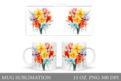 Daffodil Flowers Mug Wrap. Spring Flowers Mug Design Product Image 1