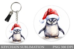 Christmas Penguin Keychain. Winter Penguin Keychain Product Image 1