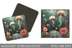 Jellyfish Magnet Sublimation. Flowers Magnet Design Product Image 1