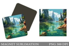 3D Mountains Magnet. 3D River Magnet Design Product Image 1