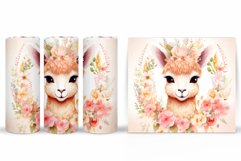 Cute Lama Tumbler Design. Lama Flowers Tumbler Sublimation Product Image 2