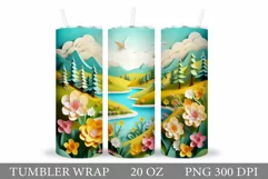 Spring Landscape Tumbler Wrap. Spring Flowers Tumbler Design Product Image 1