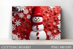 Snowman Cutting Board. Winter Cutting Board Sublimation Product Image 1