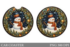 Snowman Car Coaster. Winter Car Coaster Sublimation Product Image 1