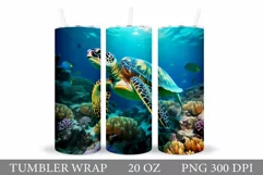 Turtle Tumbler Wrap Design. Turtle Tumbler Wrap Sublimation Product Image 1