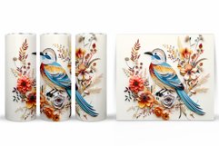 Bird Tumbler Sublimation. Bird Flowers Tumbler Design Product Image 2