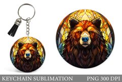 Bear Keychain Sublimation. Bear Round Keychain Design Product Image 1