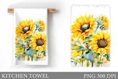 Sunflowers Kitchen Towel. Flowers Kitchen Towel Sublimation Product Image 1