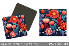 Flowers Magnet Sublimation. Summer Magnet Design Product Image 1
