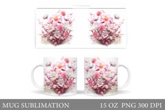 3D Flowers Mug Sublimation. Flowers Mug Design Product Image 1