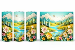 Spring Landscape Tumbler Wrap. Spring Flowers Tumbler Design Product Image 2