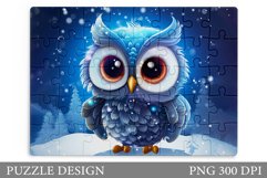 Winter Owl Puzzle Sublimation. Cute Owl Puzzle Design Product Image 1