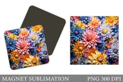3D Flowers Magnet Sublimation. Flowers Magnet Design Product Image 1