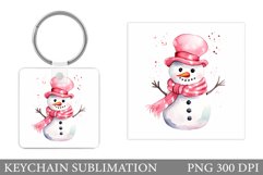 Snowman Keychain Design. Watercolor Snowman Keychain Product Image 1