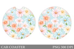 Flowers Car Coaster Design. Daisy Car Coaster Sublimation Product Image 1