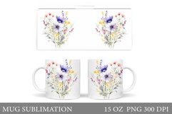 Flowers Mug Sublimation. Wildflowers Mug Wrap Design Product Image 1