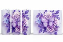 Butterfly Tumbler Sublimation. Flowers Tumbler Wrap Design Product Image 2