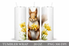 Squirrel Tumbler Sublimation. Squirrel Flowers Tumbler Product Image 1