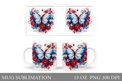 Butterflies Mug Sublimation. Flowers Mug Design Product Image 1