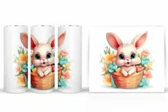 Bunny Easter Tumbler Design. Spring Bunny Tumbler Wrap Product Image 2