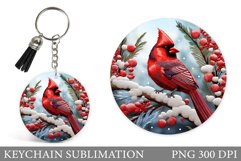 Cardinal Keychain Design. Winter Keychain Sublimation Product Image 1