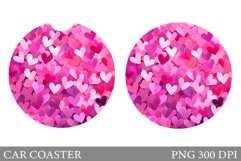 Hearts Car Coaster. Valentines Car Coaster Sublimation Product Image 1