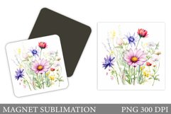 Wildflowers Magnet Design. Flowers Magnet Template Product Image 1