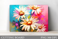 Daisy Flowers Cutting Board. Floral Cutting Board Design Product Image 1