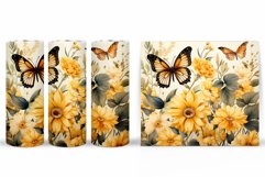 Flowers Tumbler Wrap. Butterflies Tumbler Sublimation Product Image 2