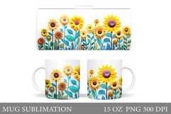Sunflowers Mug Sublimation. Flowers Mug Wrap Design Product Image 1