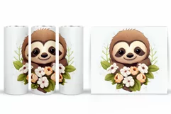 Cute Sloth Tumbler Design. Cute Sloth Sublimation Product Image 2