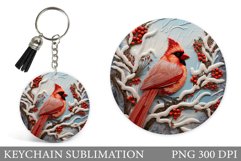 Cardinal Keychain. Winter Bird Keychain Sublimation Product Image 1