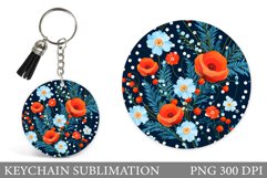 Flowers Keychain Design. Round Keychain Flowers Product Image 1