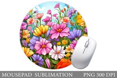 Flowers Mouse Pad Design. Floral Mouse Pad Sublimation Product Image 1