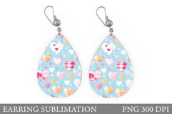 Hearts Earring Template. Valentines Teardrop Earring Design Product Image 1