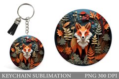 Fall Fox Keychain Sublimation. Fox Keychain Round Design Product Image 1