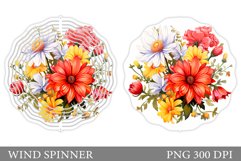 Flowers Wind Spinner Design. Summer Wind Spinner Sublimation Product Image 1
