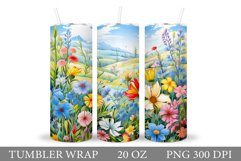 Flowers Tumbler Design. Summer Tumbler Sublimation Product Image 1