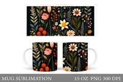 Wildflowers Mug Wrap Design. Flowers Mug Wrap Sublimation Product Image 1