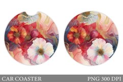 Flowers Car Coaster Sublimation. Flowers Coaster Design Product Image 1