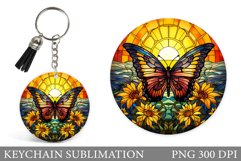 Stained Glass Butterfly Keychain. Butterfly Keychain Design Product Image 1