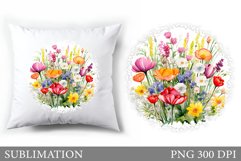 Flowers Pillow Sublimation. Summer Sublimation Product Image 1