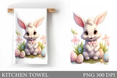 Easter Bunny Kitchen Towel. Bunny Kitchen Towel Sublimation Product Image 1