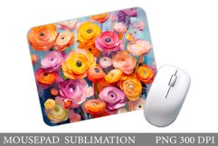 3D Flowers Mouse Pad Design. Flowers Mouse Pad Sublimation Product Image 1