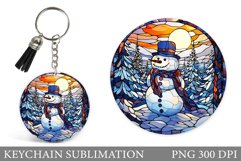 Snowman Keychain. Stained Glass Snowman Keychain Product Image 1