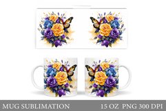 Butterflies Mug Design. Rose Mug Sublimation Product Image 1