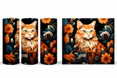Cute Cat Tumbler Design. Cat Flowers Tumbler Sublimation Product Image 2